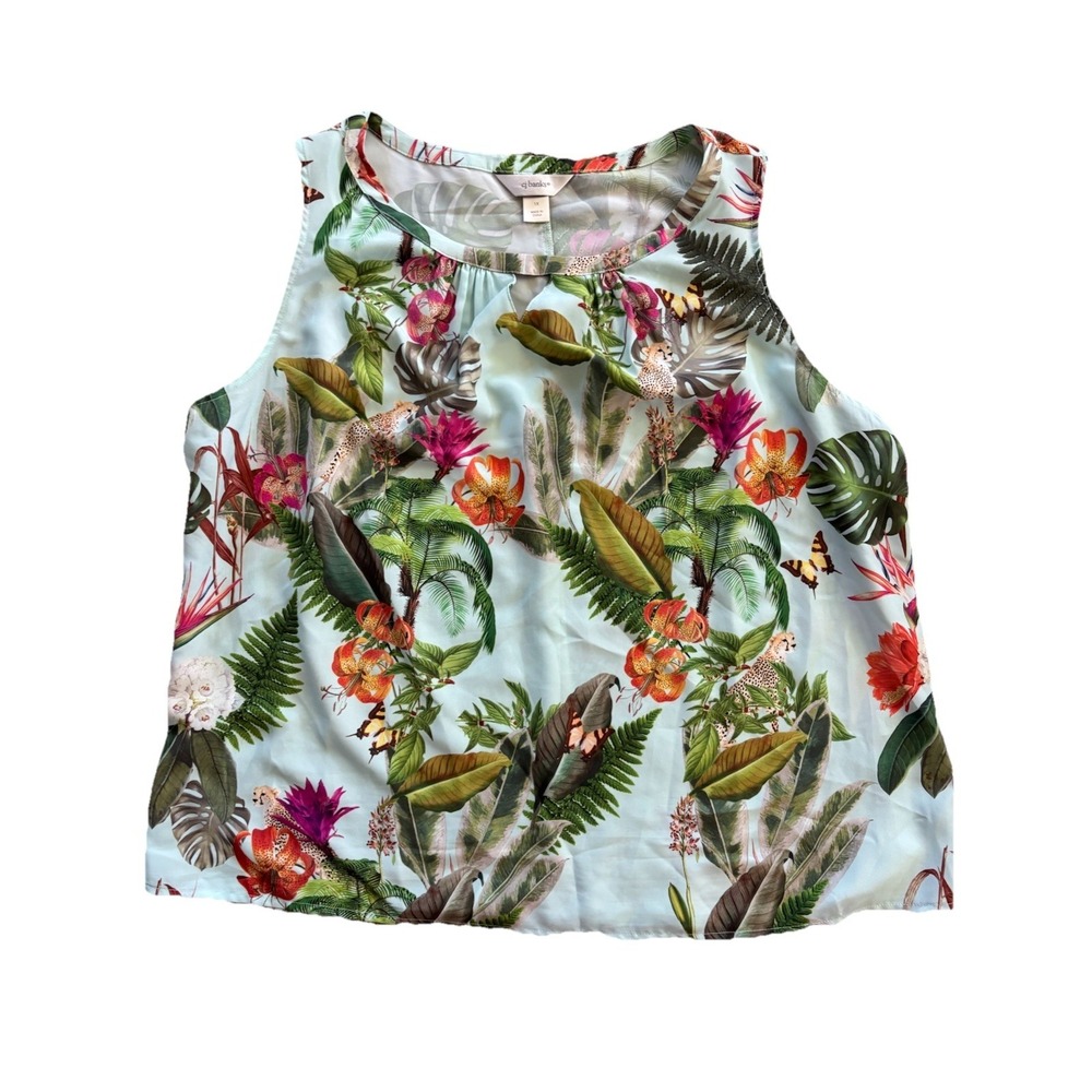 CJ Banks Womens Tropical Floral Flowers Sleeveless Shirt Top Blouse Plus 1XL 1X